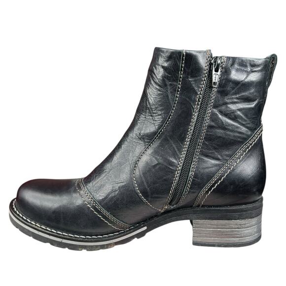 Dromedaris Women’s Karrisa Black Leather Side Zip Ankle Boot Size 39 US 7 - Picture 2 of 11
